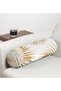 Gold Colored Palm Leaves Digital Printed Inner Filled Zippered Armchair Cylinder Cushion Throw Pillow - 5