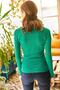 Women's Emerald Green Zippered Turtleneck Lycra Blouse BLZ-19001155 - 2