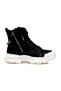 Women's 22K310 Black and White Furry Platform Wedge Heel Thick Sole Daily Winter Sports Boots - 2