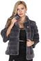 Genuine Leather Gray Fur Women's Leather Coat