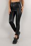 Women's Black Stretchy High Waist Leather Pants Faux Leather Leggings - 2