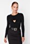 Black Knitted Window/Cut Out Detailed Snap Body TPRAW23BD00059