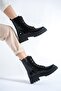 Women's Thick Sole Boots&bootie&boots Black Beige - 2