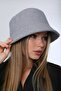 Gray Curly Plush Bucket Women's Hat - 7