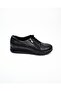 789 Zippered Laced Black Leather Women's Casual Shoes - 2