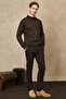 Men's Khaki Standard Fit Regular Cut Half Turtleneck Wool Knitwear Sweater - 2
