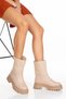 Nut Leather Look Pull Non-Slip Sole Wide Mouth Skin Women's Boots Bootie
