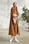 Lined Stripe Pattern Trench Coat - Tan - 3