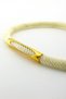 Cream Colored Knitted String Yellow Metal Magnet Men's Bracelet M026n - 3