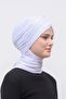 وشاح حجاب مزين باللؤلؤ باللون الأبيض - 2