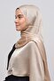 Janjan Shiny Satin Textured Hijab Evening Dress Chiffon Shawl-Sand Beige - 2