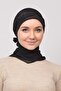 Pleated Hair Braided Beaded Rose Detailed Satin Hijab Bonnet Shawl-black