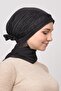 Pleated Hair Braided Beaded Rose Detailed Satin Hijab Bonnet Shawl-black - 2