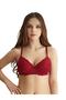 Women's Burgundy Color Lace Padded Underwire Bra - 2