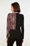 Black Color-Blocked Animal Patterned Double-Breasted Collar Flexible Snap-On Knitted Body TWOAW21BD0012 - 6