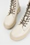 Women's Beige Genuine Leather Lace-up Boots & Booties - 6