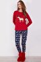 طقم بيجامة نسائي بأكمام طويلة من Deer Red - 2