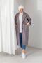 Midi Length Oversized Cut Mink Cashmere Coat with Pocket Detail and Epaulettes at the Sleeve End 5976 - 6