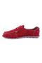 Woman's stitch detailed lace front moccasin shoe red suede genuine leather 71332110 - 3