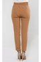 Women's Seasonal Elastic Waist Atlas Fabric Carrot Cut Brown Trousers - 6