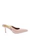 Women's Pointed Toe Chain Accessory Thin Heeled Shoes Dark Nude 285621085