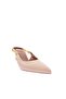 Women's Pointed Toe Chain Accessory Thin Heeled Shoes Dark Nude 285621085 - 2