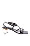 Women's Cross Strap Ankle Sandals Black Patent Leather 95312821 - 2