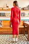 Women's Red Lycra Shawl Long Camisole Dress ELB-19000750 - 2