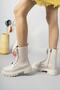 Women's Beige Zippered Boots - 3