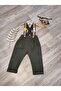 Safari Concept Birthday Outfit Khaki Camel Striped Boys Trousers Salopette - 3
