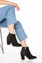 Starly Black Luxury Suede Back Detailed Heeled Boots Bottie - 9