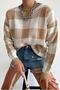 New Season Women's Plaid Patterned Crew Neck Knitwear Sweater - 3