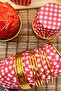Gingham Red Cake Mold, Shiny Cardboard, 25 Pieces, Gold Coated on the Inside, Does Not Scatter in the Oven, 6.5x4 Cm - 7
