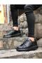 Ba0547 Boa Thick High Sole Black Lace-Up Sports Men's Shoes