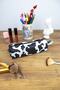 Pencil Case Cow Square Design Vegan Leather (Pencil Holder and Makeup Bag) - 4
