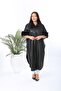 Women's Plus Size Black Faux Leather Poncho - 2