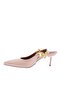 Women's Pointed Toe Chain Accessory Thin Heeled Shoes Dark Nude 285621085 - 3