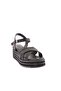 Women's Cross Strap Ankle Strap Wedge Heel Sandals Black Genuine Leather 4263 - 2