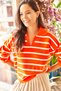Women's Orange Polo Collar Oversize Crop Knitwear Sweater KZK-19000435 - 2