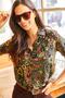 Women's Green Sleeve Fold Woven Viscose Shirt Gml- 19000559