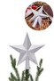 Christmas Pine Tree Top Ornament Shiny Silver Fluffy 3d Star Topper Ornament 17 cm