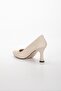 Women's 7 cm Heeled Beige Bag Combination Stiletto Set - 6