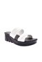 Women's High Sole Double Banded Slippers White Patent Leather Mirror 3211732857 - 2