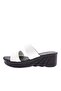 Women's High Sole Double Banded Slippers White Patent Leather Mirror 3211732857 - 3