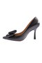 Women's Pointed Toe Bow Accessory Low-Cut Heeled Shoes Black Opening 2161192859 - 3
