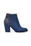 Starly Navy Blue Luxury Suede Back Detailed Heeled Bottie