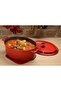 Cast Oval Pot. 3 Layers of Enamel. - Red (w=20 cm L=27 cm) - 2