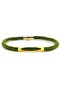 Pistachio Green Knitted Rope Yellow Metal Magnet Men's Bracelet M026k