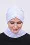 وشاح حجاب مزين باللؤلؤ باللون الأبيض - 4