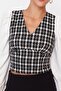 Black Crop Fitted Tweed Woven Blouse TWOAW23BZ00521 - 4